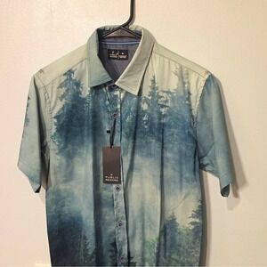 Public Record Men's Woven SS Button-Up Graphic Nature M Tan #214
